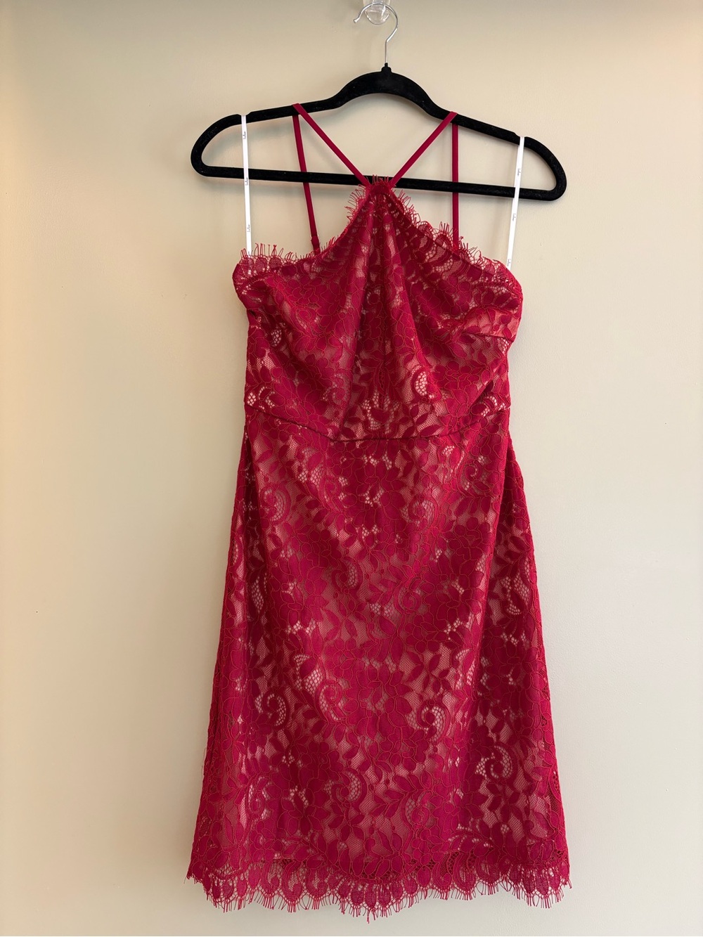 Lulu's Red Lace Halter Mini Dress